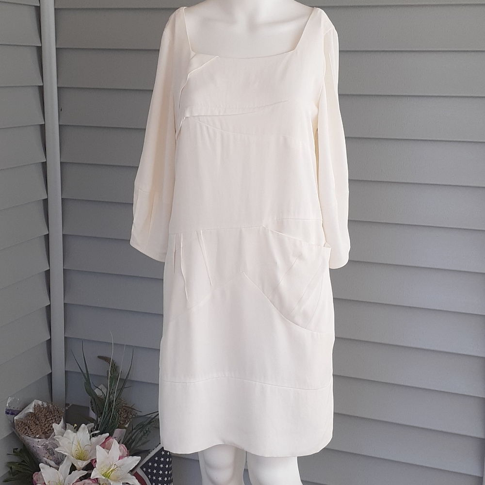 🤍 Chloe white 3/4 length sleeve dress